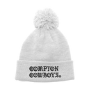 COMPTON COWBOYS POM WHTE EMB BEANIE